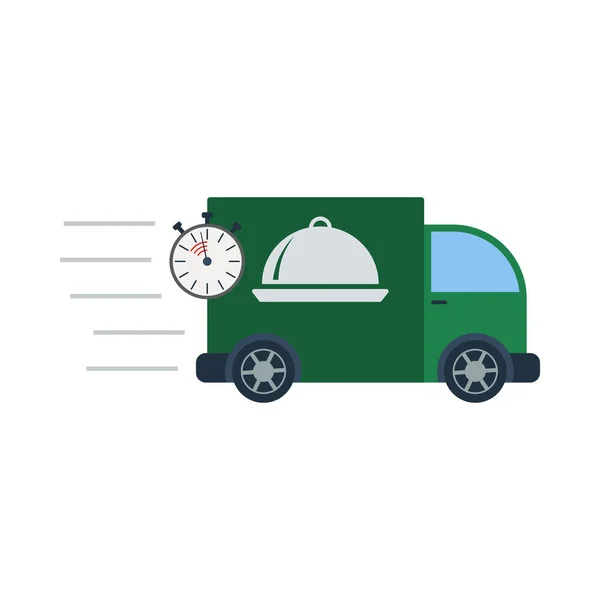 Fast Food Delivery Car Icon Diseño Color Plano Ilustración Vectorial — Vector de stock