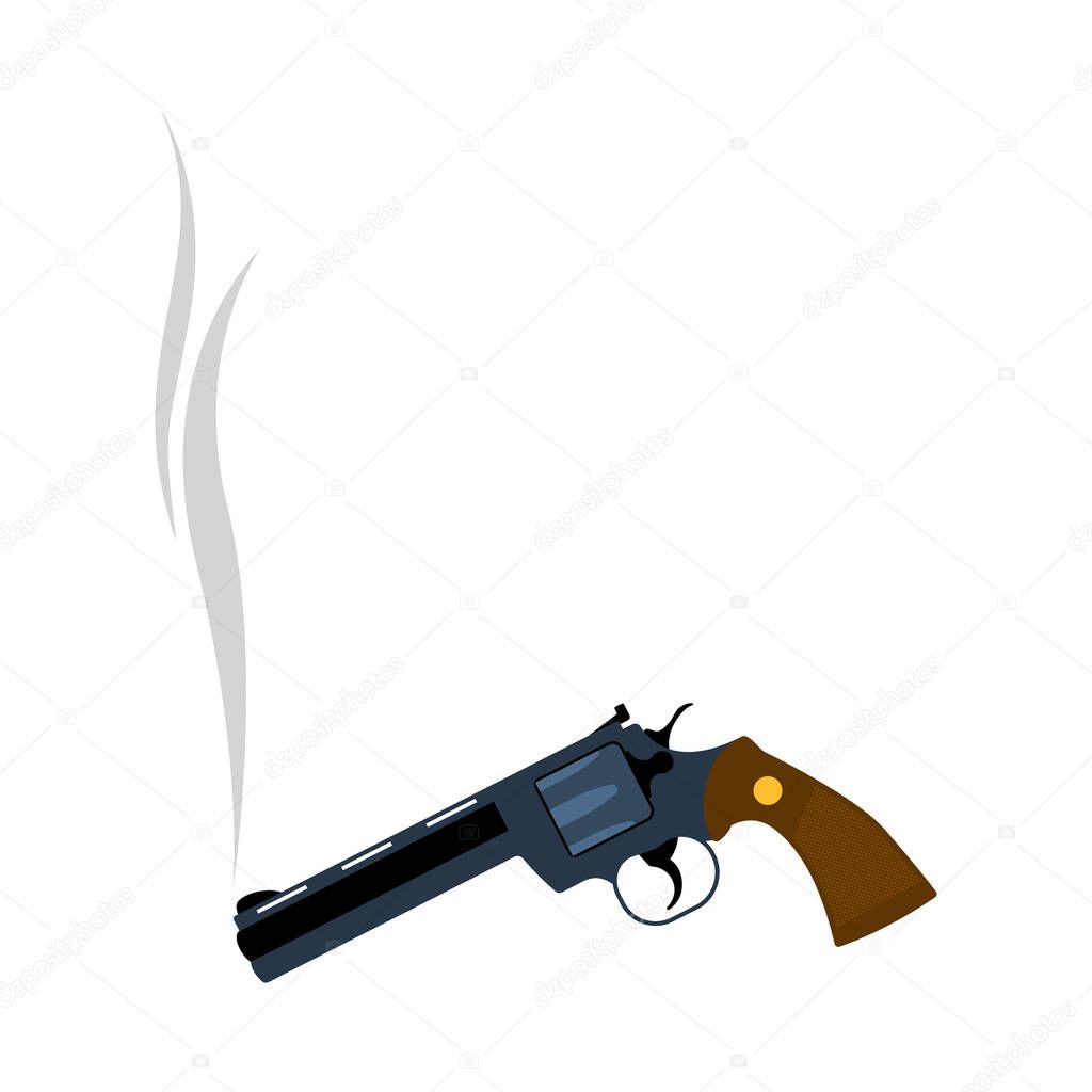 Smoking Revolver Icon. Flat Color Design. Vector Illustration.