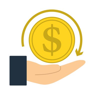 Madeni Paradan İkon 'a. Düz Renk Tasarımı. Vektör İllüstrasyonu.