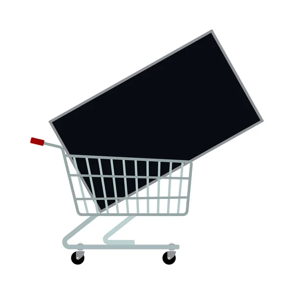 Carro Compras Con Icono Diseño Color Plano Ilustración Vectorial — Vector de stock