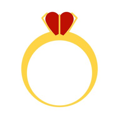 Valentine Heart Ring ikonu. Düz Renk Tasarımı. Vektör İllüstrasyonu.