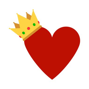 Valentine Heart Crown İkonu. Düz Renk Tasarımı. Vektör İllüstrasyonu.