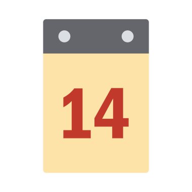 Sevgililer Günü Takvim Simgesi. Düz Renk Tasarımı. Vektör İllüstrasyonu.