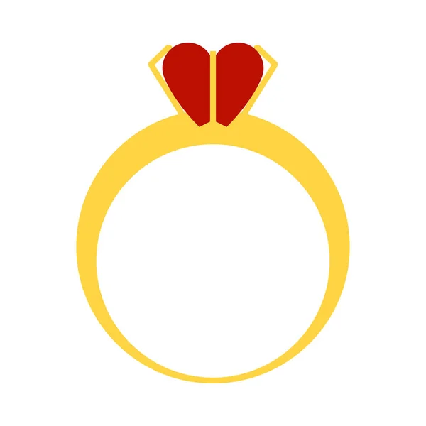 Valentine Heart Ring Ikone Vorhanden Flache Farbgestaltung Vektorillustration — Stockvektor