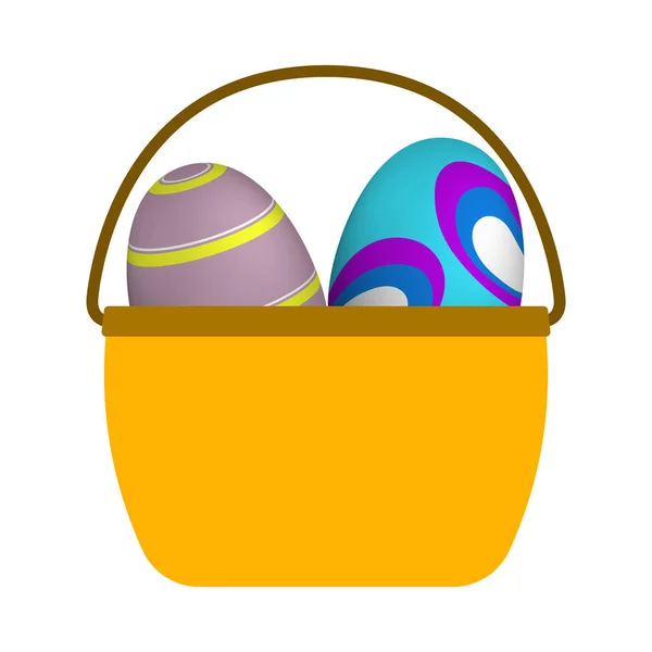Cesta Pascua Con Huevos Icono Diseño Color Plano Ilustración Vectorial — Vector de stock
