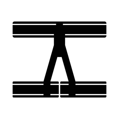 Dağcı Yedekleme Kemeri Simgesi. Siyah kabartma tasarımı. Vektör İllüstrasyonu.