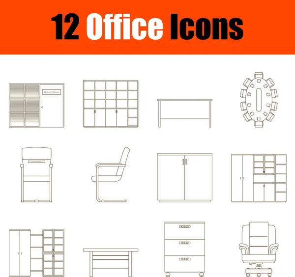 Conjunto Iconos Oficina Línea Trazo Editable Delgada Sin Diseño Relleno — Archivo Imágenes Vectoriales
