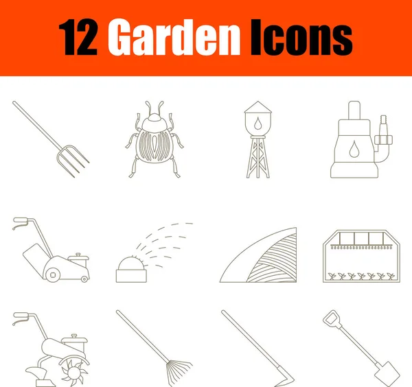 Set Iconos Jardín Diseño Contorno Color Plano Con Trazo Editable — Archivo Imágenes Vectoriales
