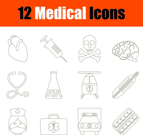 Set Iconos Médicos Línea Trazo Editable Delgada Sin Diseño Relleno — Vector de stock