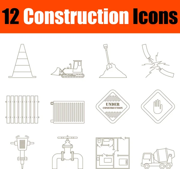 Conjunto Iconos Construcción Línea Trazo Editable Delgada Sin Diseño Relleno — Vector de stock