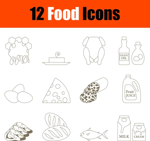 Food Icon Set Thin Editable Stroke Line Filling Design Vector — Stock Vector