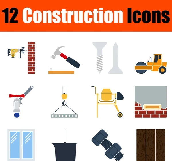 Conjunto Iconos Construcción Diseño Plano Ilustración Vectorial Totalmente Editable Texto — Archivo Imágenes Vectoriales