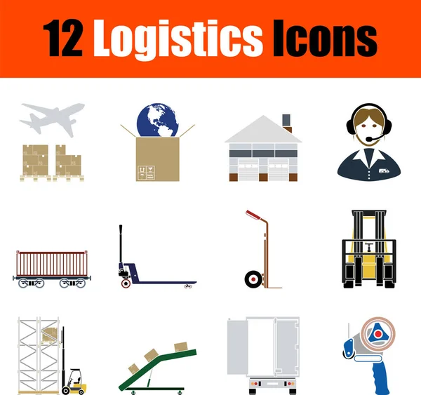 Ikon Logistik Ditata Rancangan Yang Datar Ilustrasi Vektor Sepenuhnya Dapat - Stok Vektor