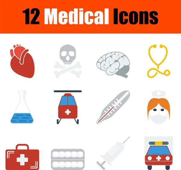 Set Iconos Médicos Diseño Plano Ilustración Vectorial Totalmente Editable Texto — Vector de stock