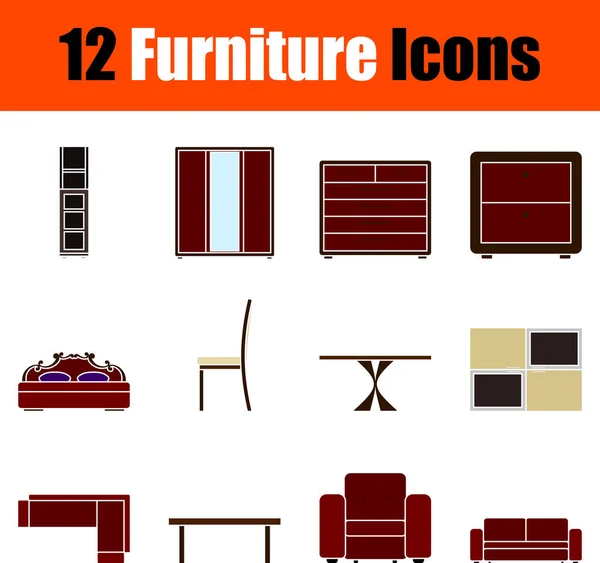 Set Iconos Muebles Diseño Plano Ilustración Vectorial Totalmente Editable Texto — Archivo Imágenes Vectoriales