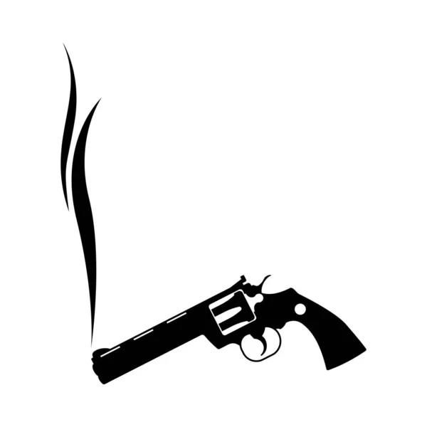Rokende Revolver Ikoon Black Glyph Design Vector Illustratie — Stockvector