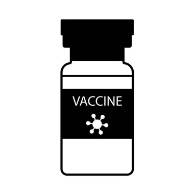 Covid Aşı Simgesi. Siyah kabartma tasarımı. Vektör İllüstrasyonu.