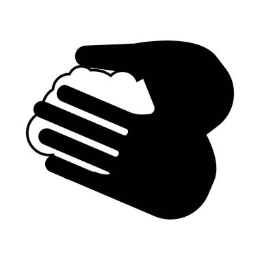 El yıkama ikonu. Siyah kabartma tasarımı. Vektör İllüstrasyonu.