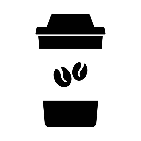 Outdoor Paper Cofee Cup Icon Black Glyph Design Vektorová Ilustrace — Stockový vektor