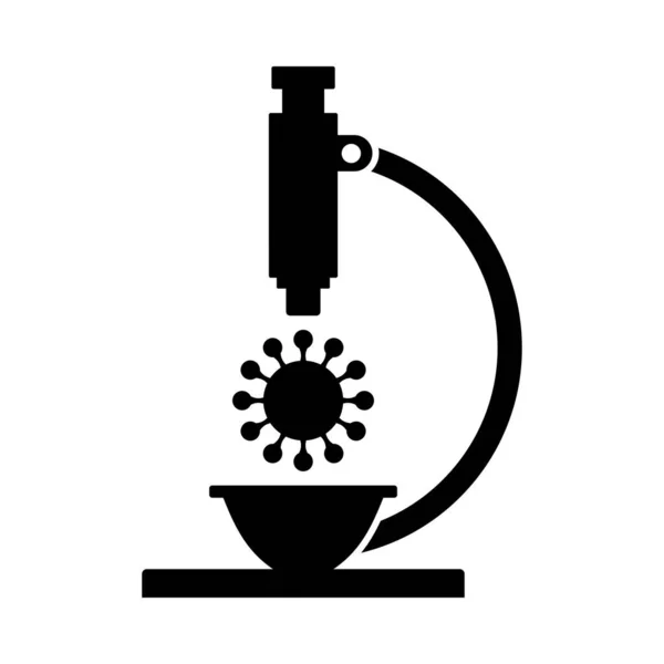 Research Coronavirus Microscope Icon Black Glyph Design Vector Illustration — Stock Vector