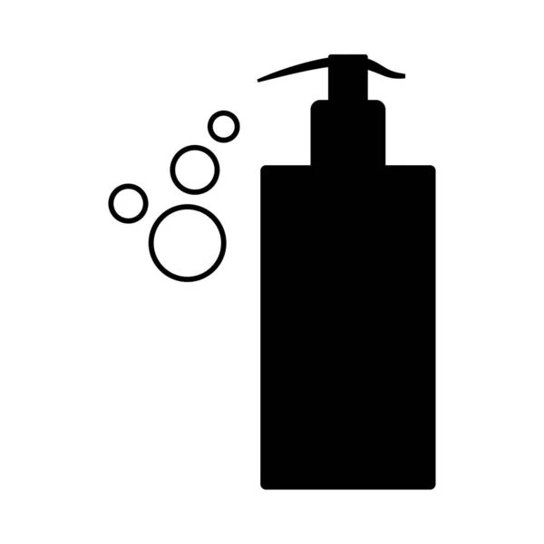 液体肥皂离子的分配器 黑色象形文字设计 病媒图解 — 图库矢量图片