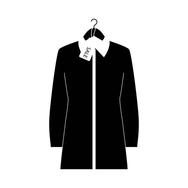 衬衫与销售标签图标在衣架上 黑色象形文字设计 病媒图解 — 图库矢量图片