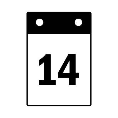 Sevgililer Günü Takvim Simgesi. Siyah kabartma tasarımı. Vektör İllüstrasyonu.