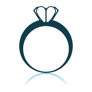 Valentine Heart Ring ikonu. Gölge Yansıma Tasarımı. Vektör İllüstrasyonu.