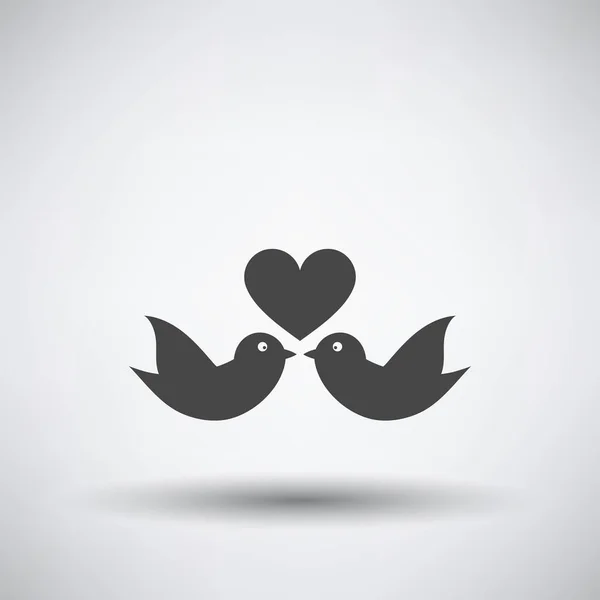 Dove Heart Icon Dark Gray Gray Background Shadow Vector Illustration — 图库矢量图片