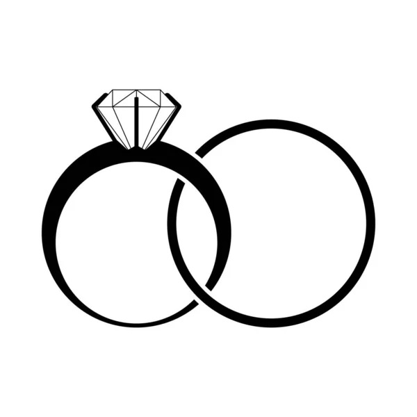 Bruiloft Ringen Icoon Black Glyph Design Vector Illustratie — Stockvector