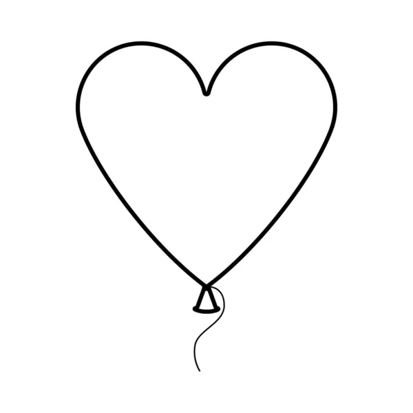 Heart Shape Balloon Icon Black Glyph Design Vector Illustration — ストックベクタ