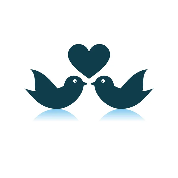 Dove Heart Icon Shadow Reflection Design Vector Illustration — ストックベクタ