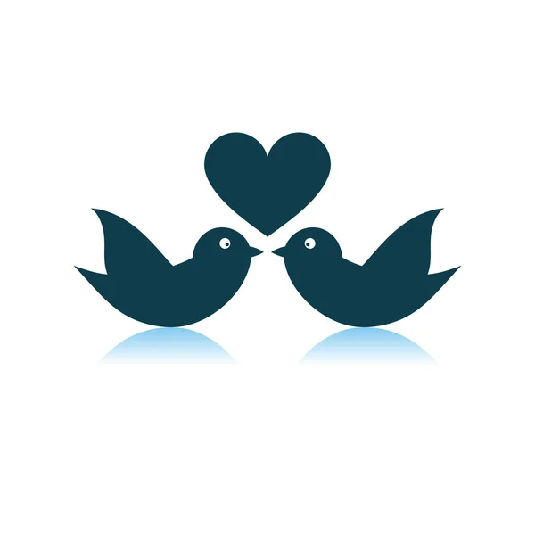 Dove Heart Icon Shadow Reflection Design Vector Illustration — 스톡 벡터