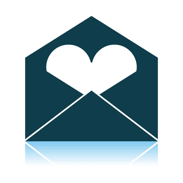 Enveloppe Saint Valentin Avec Icône Coeur Shadow Reflection Design Illustration — Image vectorielle