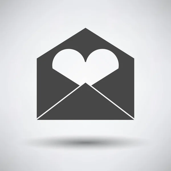 Enveloppe Saint Valentin Avec Icône Coeur Gris Foncé Sur Fond — Image vectorielle