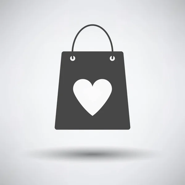 Shopping Bag Heart Icon Dark Gray Gray Background Shadow Vector — 图库矢量图片