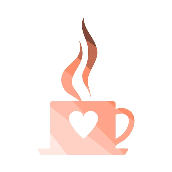 Icono Del Café San Valentín Diseño Escalera Color Plana Ilustración — Vector de stock