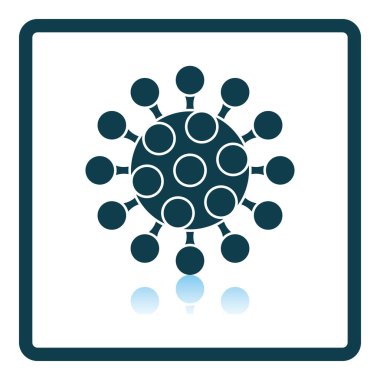 Coronavirus Molekül Simgesi. Kare Gölge Yansıma Tasarımı. Vektör İllüstrasyonu.