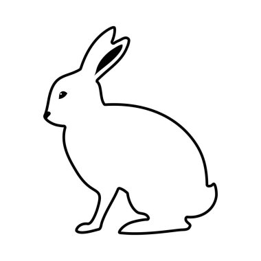 Paskalya Tavşanı Simgesi. Siyah kabartma tasarımı. Vektör İllüstrasyonu.