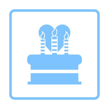 Mumlar ve Kalp Simgesi ile Cacke. Mavi Çerçeve Tasarımı. Vektör İllüstrasyonu.