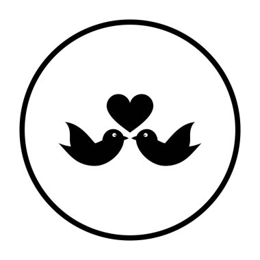 Kalp ikonlu güvercin. İnce Çember Şablon Tasarımı. Vektör İllüstrasyonu.