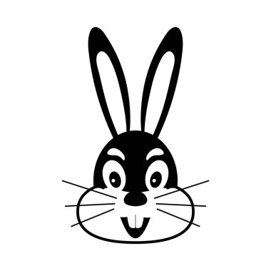 Paskalya Tavşanı Simgesi. Siyah kabartma tasarımı. Vektör İllüstrasyonu.