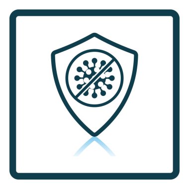 Coronavirus Simgesinden kalkan. Kare Gölge Yansıma Tasarımı. Vektör İllüstrasyonu.