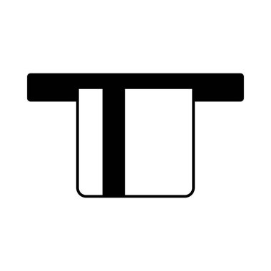 Kredi kartı ATM Simgesinden çıkıyor. Siyah kabartma tasarımı. Vektör İllüstrasyonu.