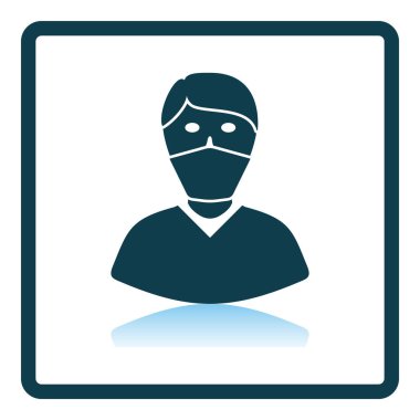 Tıbbi yüz maskesi simgesi. Kare Gölge Yansıma Tasarımı. Vektör İllüstrasyonu.