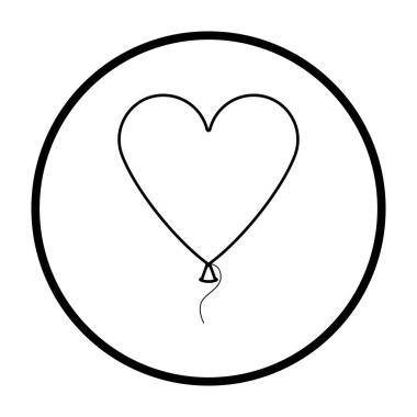 Kalp Şekli Balon Simgesi. İnce Çember Şablon Tasarımı. Vektör İllüstrasyonu.