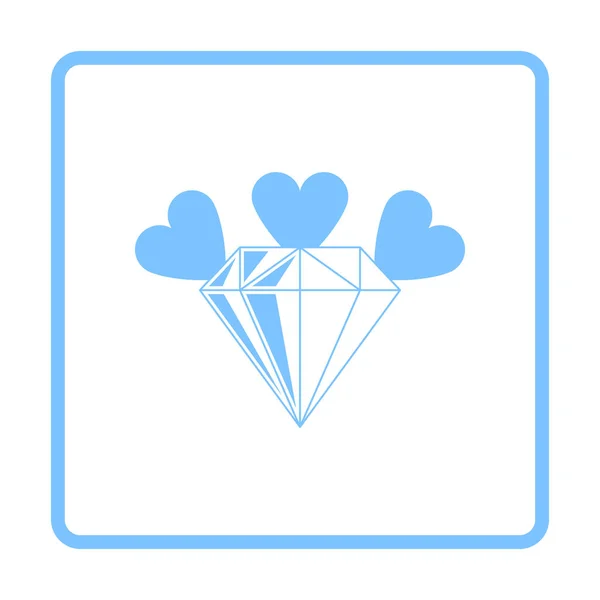 Diamond Hearts Icon Desenho Moldura Azul Ilustração Vetorial — Vetor de Stock