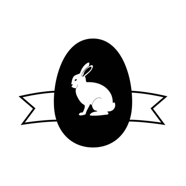 Uovo Pasqua Con Icona Nastro Design Glifo Nero Illustrazione Vettoriale — Vettoriale Stock