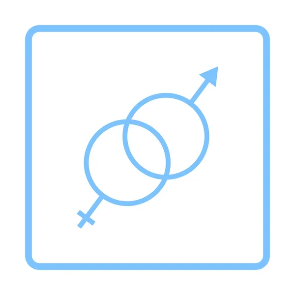 Man Vrouwelijk Symbool Ikoon Blauw Kaderontwerp Vector Illustratie — Stockvector