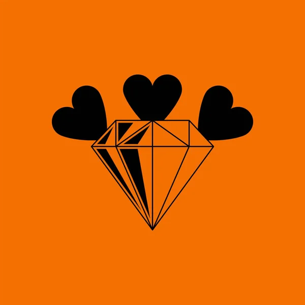 Diamant Met Hartenikoon Zwart Oranje Achtergrond Vector Illustratie — Stockvector